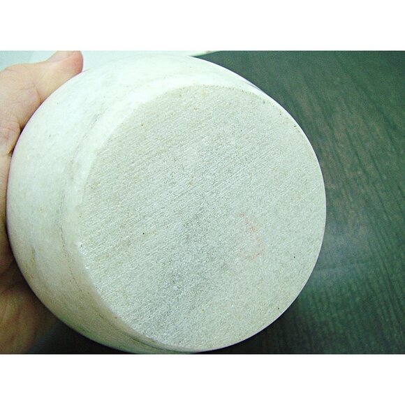 Small Mortar And Pestle Set Natural Stone Classic White Gray Marble 4x3" Herbs - Picture 5 of 9